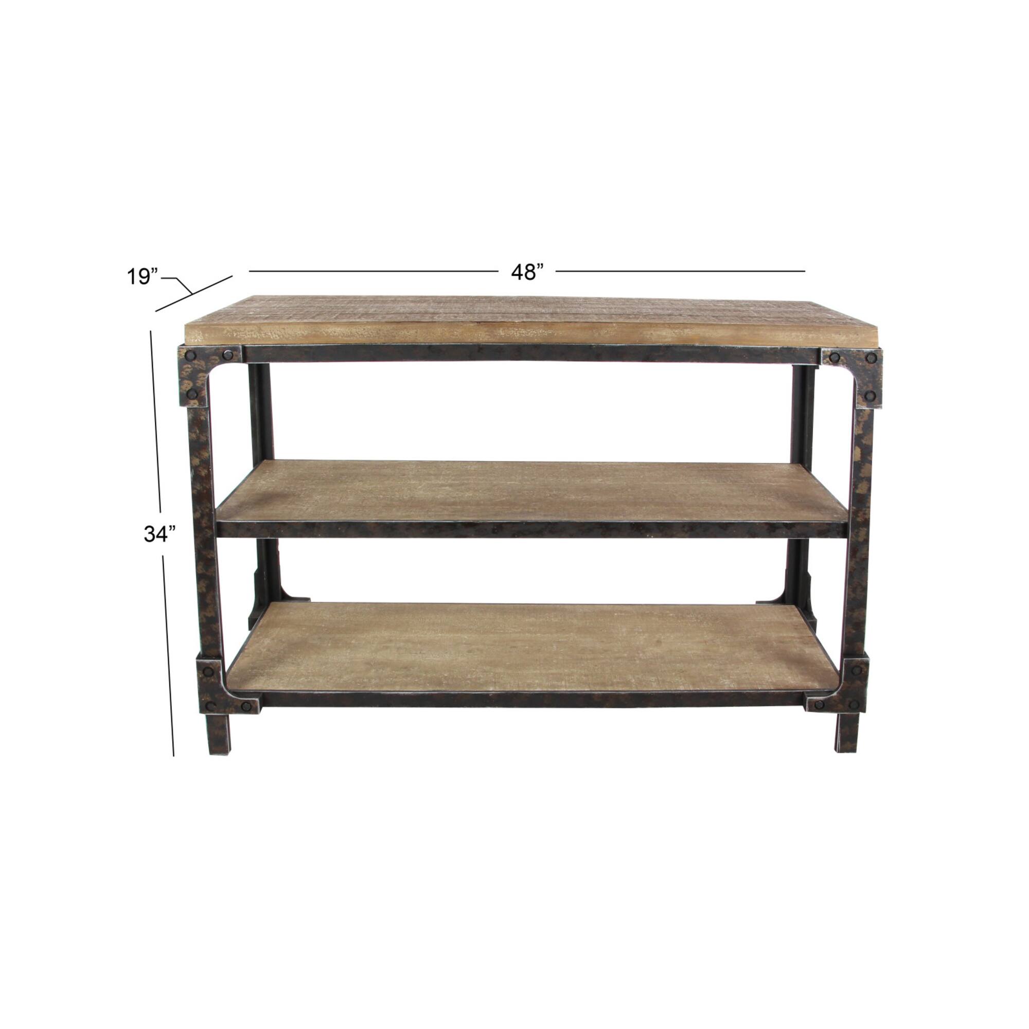 4ft. Brown Industrial Wood Console Table